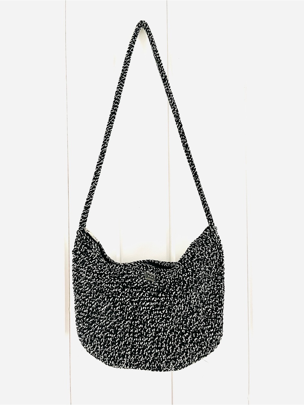 The Sak Vintage Black and White Knit Shoulder Bag